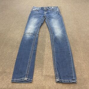 Miss Me Jeans Girls 16 Blue Medium Wash Skinny Slim Stretch Denim JK8768S